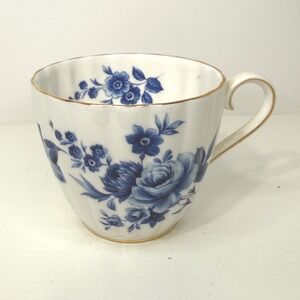 Royal Tuscan Fine Bone China Teacup Blue Floral Gold Rim Made in England